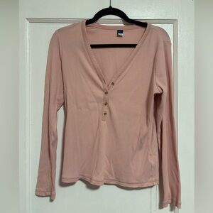 Old Navy Blush Long Sleeve Buttoned Top